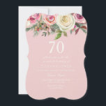 ピンクかわいらしローズフローラ70誕生日感じ招待状 招待状<br><div class="desc">ピンクかわいらしローズフローラ70誕生日感じ招待状美しいフローラ水の色のデザイン完全にカスタマイズ/パーソナライズされたカスタマイズ</div>