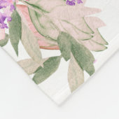 ピンクかわいらしローズフローラ フリースブランケット (角)