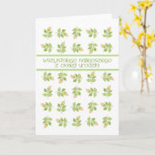 ピンクかわいらしローズブズポーランド語誕生日 カード (黄色い花)