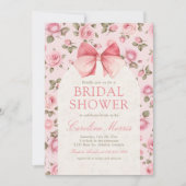 ピンクかわいらしローズブライダルシャワー 招待状 (正面)