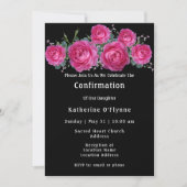 ピンクかわいらしローズブーケフローラ確認 招待状 (正面)