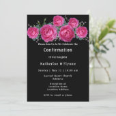 ピンクかわいらしローズブーケフローラ確認 招待状 (スタンド正面)