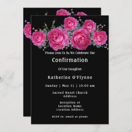 ピンクかわいらしローズブーケフローラ確認 招待状