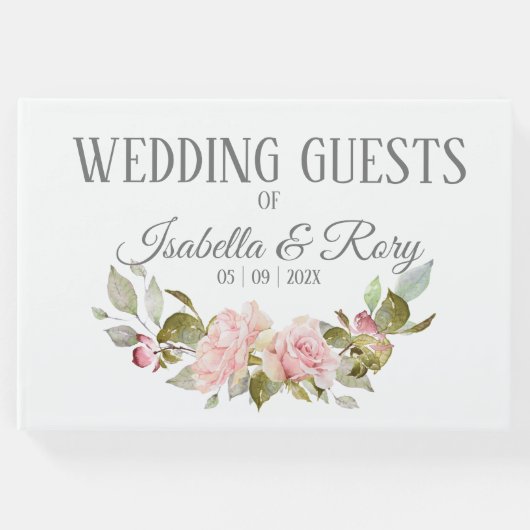 ピンクかわいらしローズブーケ結婚ーズ ゲストブック (正面)