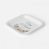 ピンクかわいらしローズブーケ結婚ーズ ペーパープレート (傾斜あり)