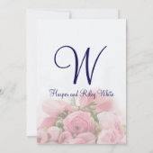 ピンクかわいらしローズブーケ結婚式招待状 招待状 (裏面)