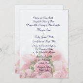 ピンクかわいらしローズブーケ結婚式招待状 招待状 (正面/裏面)