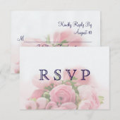 ピンクかわいらしローズブーケRSVPカード 出欠カード (正面/裏面)