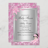 ピンクかわいらしローズベビーシャワー招待状 招待状 (正面/裏面)