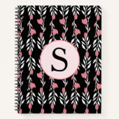 ピンクかわいらしローズモノグラムテーマ ノートブック (正面)