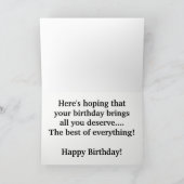 ピンクかわいらしローズラージフォント誕生日カード カード (内部)