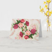 ピンクかわいらしローズラージフォント誕生日カード カード (黄色い花)