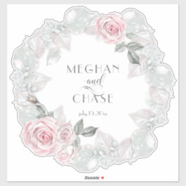 ピンクかわいらしローズリースはだしの花嫁™ シール