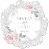 ピンクかわいらしローズリースはだしの花嫁™ シール (正面)