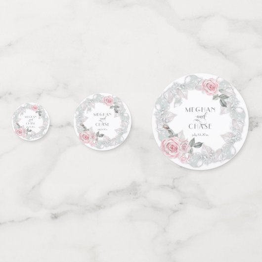 ピンクかわいらしローズリース結婚ズ コンフェッティ (正面)