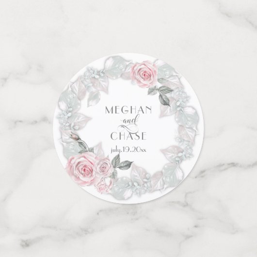 ピンクかわいらしローズリース結婚ズ コンフェッティ (スモール正面)