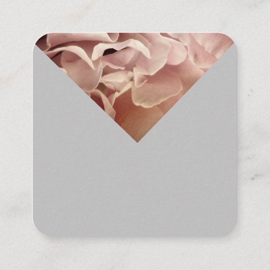 ピンクかわいらしローズ花びら両面カスタム型 スクエア名刺 (裏面)