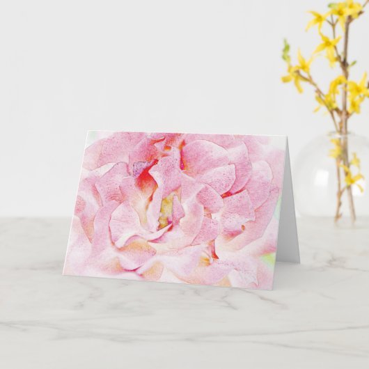 ピンクかわいらしローズ花びら抽象芸術アートノートカード カード (黄色い花)