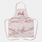 ピンクかわいらしローズ金ゴールド爪、 ネイルスタイリストエプロン エプロン (正面)