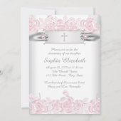 ピンクかわいらしローズ《キリスト教》洗礼式や命名式 招待状 (裏面)
