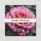 ピンクかわいらしローズAI生成 スクエア名刺 (正面)