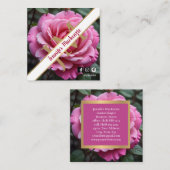 ピンクかわいらしローズAI生成 スクエア名刺 (正面/裏面)
