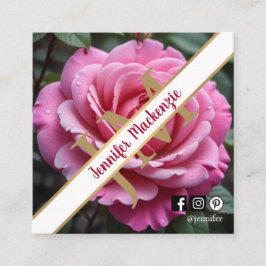 ピンクかわいらしローズAI生成 スクエア名刺