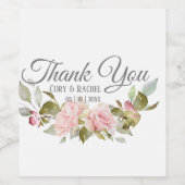 ピンクかわいらしローゼブーケオンサンキュー ワインラベル (シングルラベル)