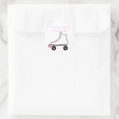 ピンクかわいらしローラースケート誕生日シール ラウンドシール (バッグ)