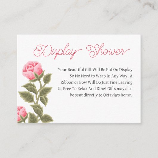 ピンクかわいらしワイルドバラディスプレイシャワー エンクロージャーカード (正面)