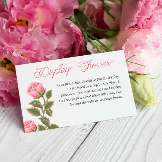 ピンクかわいらしワイルドバラディスプレイシャワー エンクロージャーカード