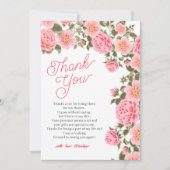 ピンクかわいらしワイルドバラブライダルシャワー サンキューカード (正面)