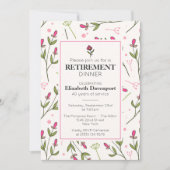 ピンクかわいらしワイルドフラワーズリタイアメントディナー 招待状 (正面)