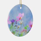 ピンクかわいらしワイルドフラワーメドウ セラミックオーナメント (右)