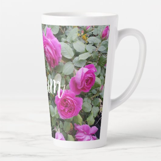 ピンクかわいらしヴィンテージバラフラワー誕生日ムマグ カフェラテマグ (右)