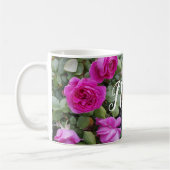 ピンクかわいらしヴィンテージバラフラワー誕生日ムマグ コーヒーマグカップ (左)