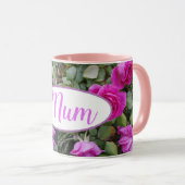 ピンクかわいらしヴィンテージバラフラワー誕生日ムマグ マグカップ (正面右)