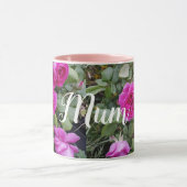 ピンクかわいらしヴィンテージバラフラワー誕生日ムマグ マグカップ (中央)