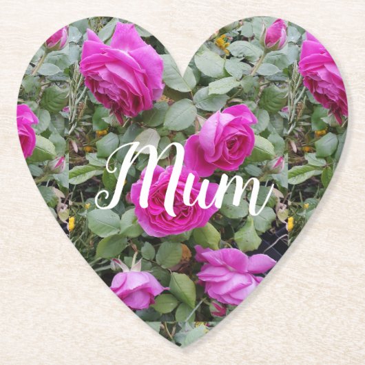 ピンクかわいらしヴィンテージバラフラワー誕生日ムームマウス ペーパーコースター (正面)