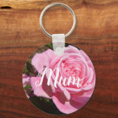 ピンクかわいらしヴィンテージバラフラワー誕生日ムーム キーホルダー (正面)