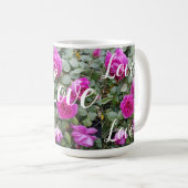 ピンクかわいらしヴィンテージバラフラワー誕生日ラブ コーヒーマグカップ (正面右)