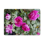 ピンクかわいらしヴィンテージバラ花誕生日カード マグネット (横)