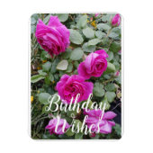 ピンクかわいらしヴィンテージバラ花誕生日カード マグネット (縦)
