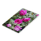 ピンクかわいらしヴィンテージバラ花誕生日カード マグネット (左側)