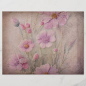 ピンクかわいらしヴィンテージフローラスクラップブック紙 (正面)