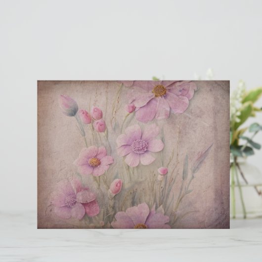 ピンクかわいらしヴィンテージフローラスクラップブック紙 (スタンド正面)