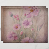 ピンクかわいらしヴィンテージフローラスクラップブック紙 (正面/裏面)