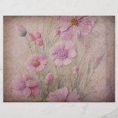 ピンクかわいらしヴィンテージフローラスクラップブック紙 (裏面)