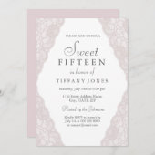 ピンクかわいらしヴィンテージレーススウィート15招待状 招待状 (正面/裏面)