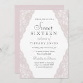ピンクかわいらしヴィンテージレーススウィート16招待状 招待状 (正面/裏面)